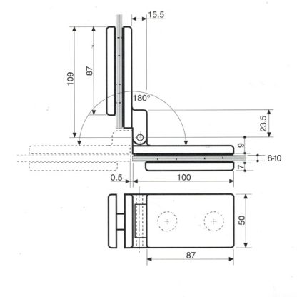 507V  cerniera doppia con corpo anodizzato per porte in vetro con spessore da mm 8-10 - immagine 3