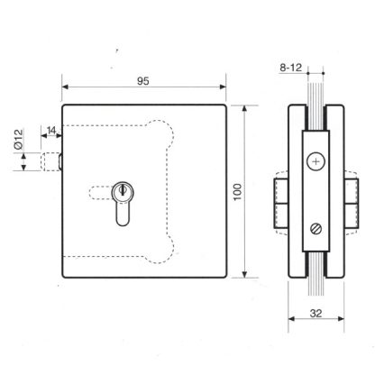 522V  serratura per porte in vetro con spessore da mm 8-12 - immagine 3